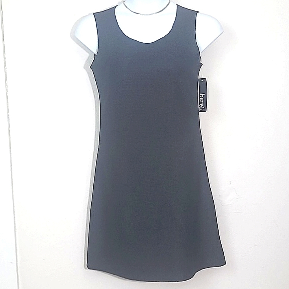 Berek Dress Puzzle Color A line stretch Black Textured Fabric Pull over